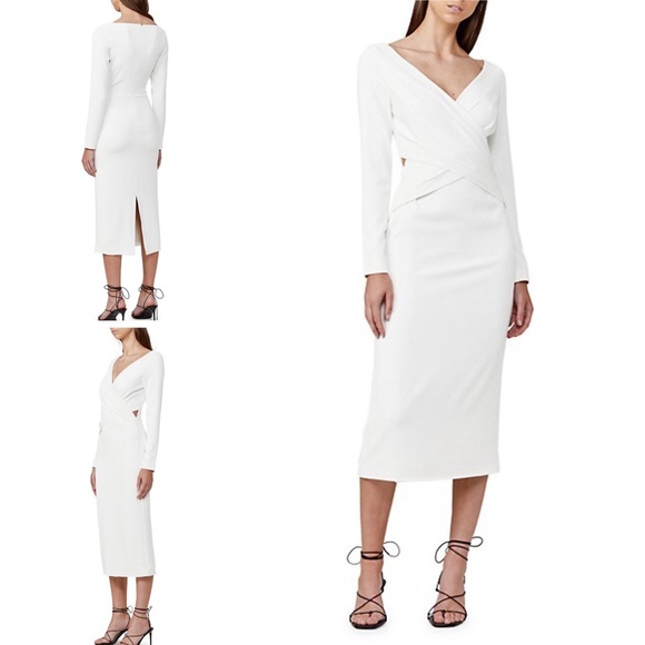 Significant Other Escape White Ruched Midi Dress - Picture 6 of 12